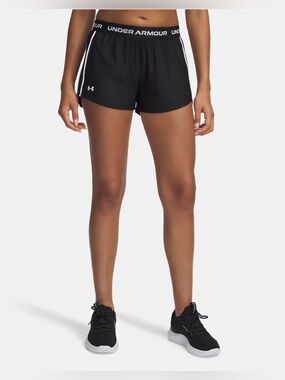 Under Armour Women's Black Athletic Running Shorts with White Trim
